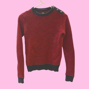 Red and Navy striped long sleeve sweater